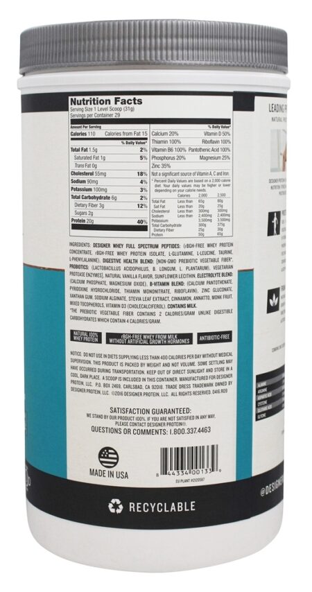 Estilista Soro de leite coalhado Natural 100% Soro de leite coalhado Proteína Francês Baunilha - 2 lbs. Designer Protein - Image 2