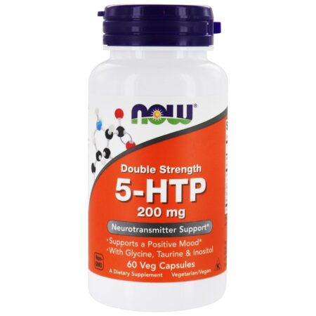 Suporte ao Neurotransmissor 5-HTP de Força Dupla 200 mg. - 60 Cápsula (s) vegetal (s) NOW Foods