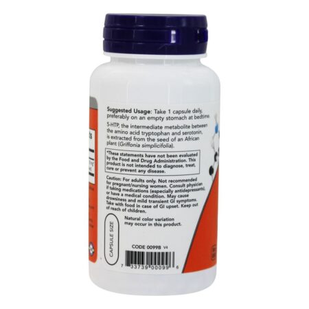 5-HTP Suporte para Neurotransmissores 50 mg. - 90 Cápsula (s) vegetal (s) NOW Foods - Image 3