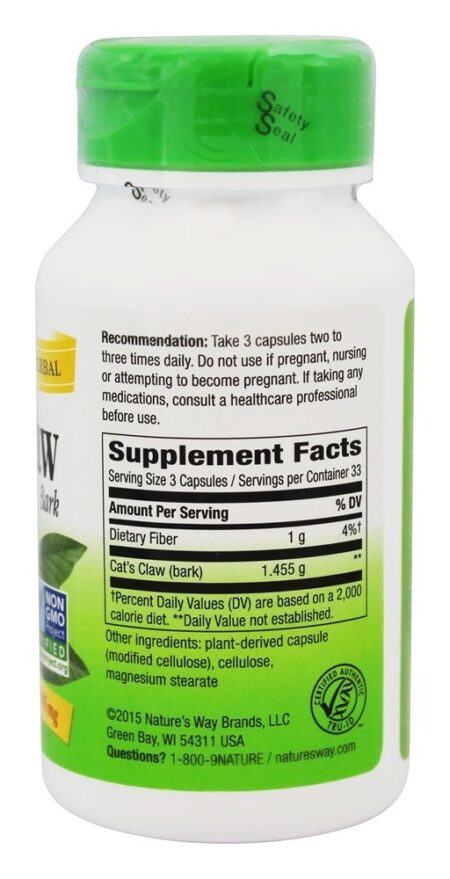 Casca da Garra do Gato 485 mg. - Cápsulas vegetarianas 100 Nature's Way - Image 2