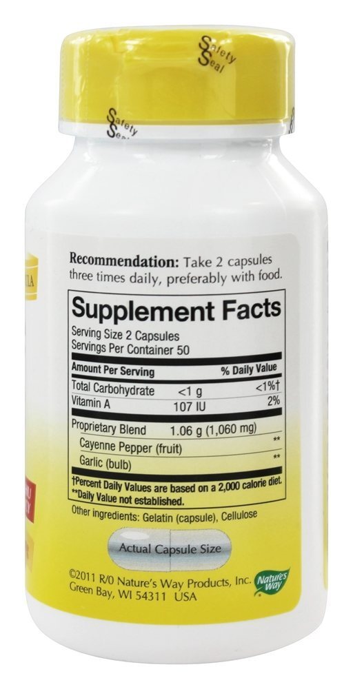 Pimenta de Caiena e alho 530 mg. - Cápsulas 100 Nature's Way - Imagem 2