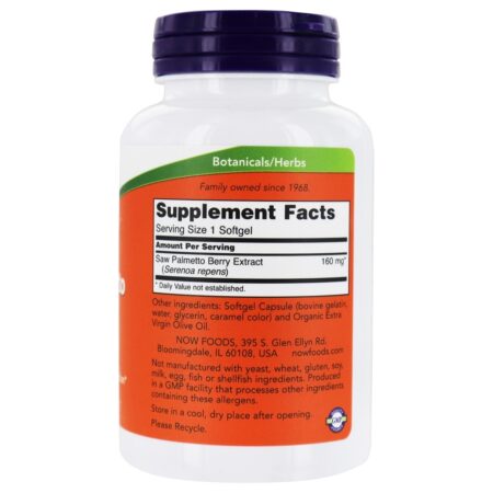 Extrato de Saw Palmetto 160 mg. - 240 Softgels NOW Foods - Image 2