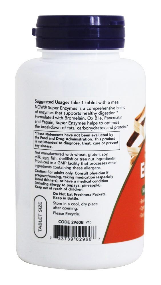 Super Enzimas - 90 Tablets NOW Foods - Imagem 3