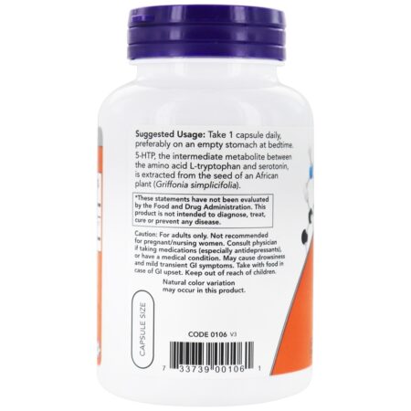 5-HTP Suporte para Neurotransmissores 100 mg. - 120 Cápsula (s) vegetal (s) NOW Foods - Image 3