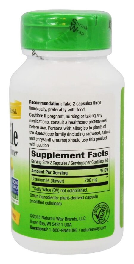 Flor de camomila 350 mg. - Cápsulas vegetarianas 100 Nature's Way - Image 2