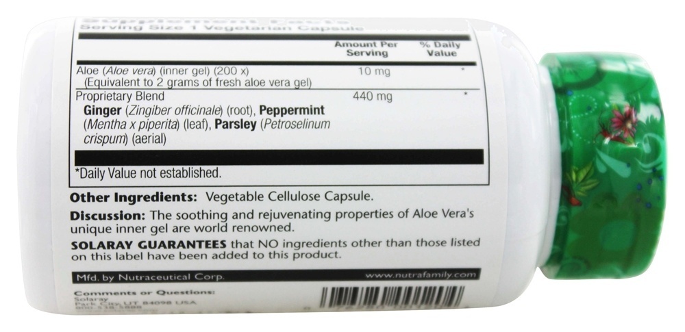 Aloe Vera Em Gel Concentrado - Cápsulas 100 Solaray - Imagem 3