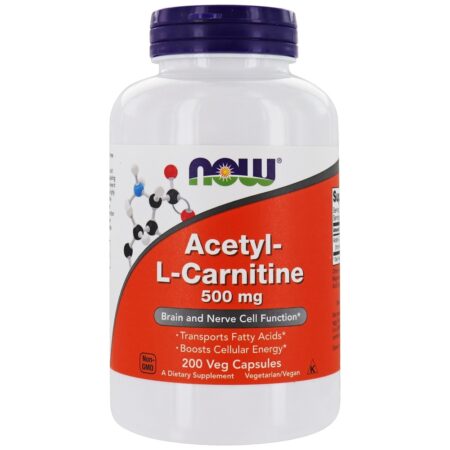 Função das células nervosas do cérebro e da acetil-L carnitina 500 mg . - 200 Cápsula (s) vegetal (s) NOW Foods