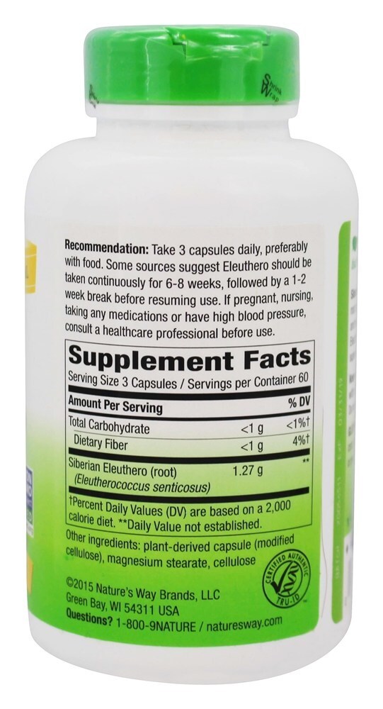 Eleuthero Siberiano 425 mg. - Cápsulas vegetarianas 180 Nature's Way - Imagem 2