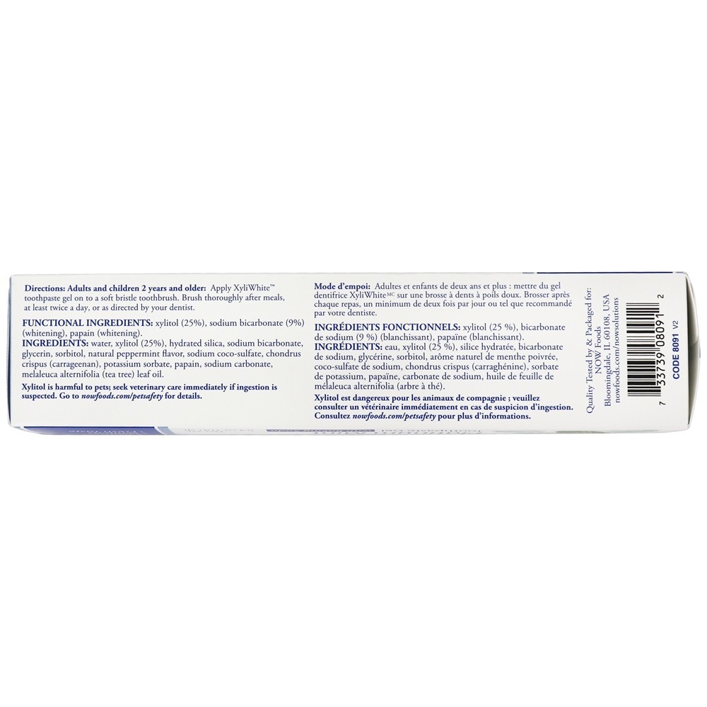 XyliWhite creme dental em gel com bicarbonato de sódio e hortelã - 6.4 oz. NOW Foods - Imagem 3