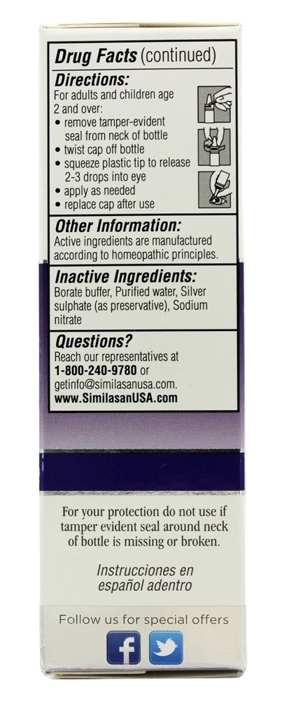 Alergia Olho Alívio 100% Natural - 0.33 oz. Similasan - Imagem 3
