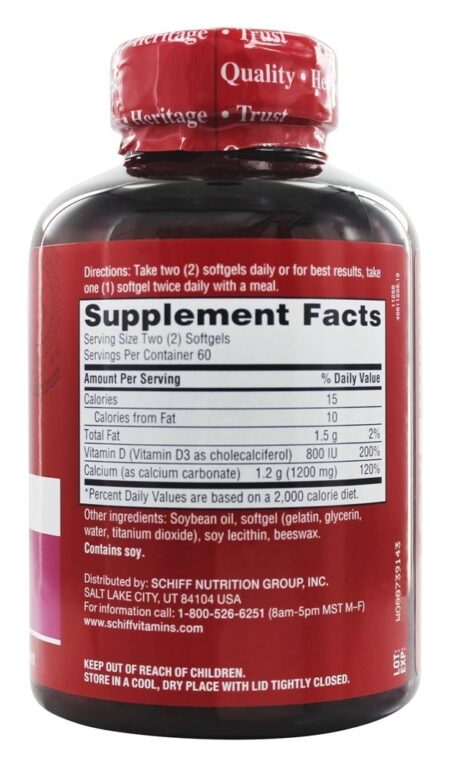 Super Cálcio com Vitamina D 1200 mg. - 120 Softgels Schiff - Image 2