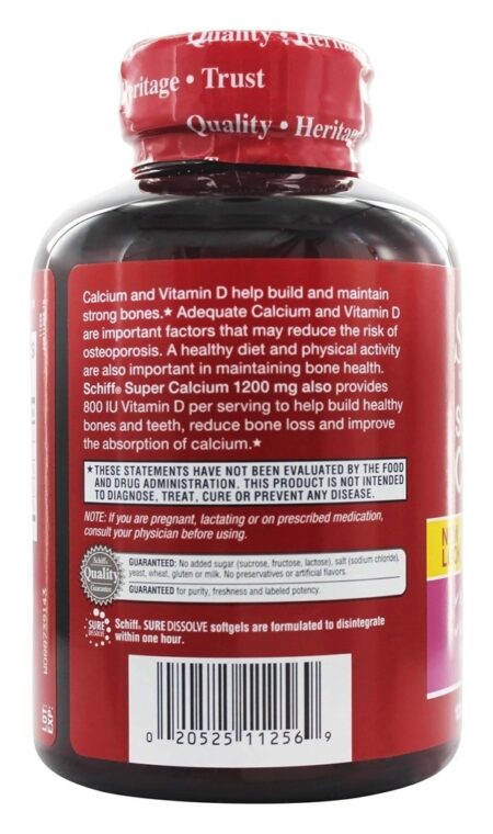 Super Cálcio com Vitamina D 1200 mg. - 120 Softgels Schiff - Image 3