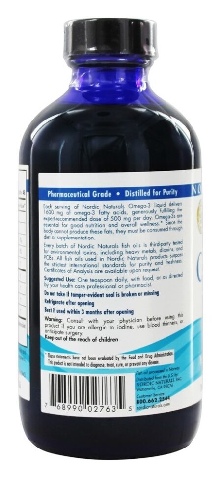 Omega-3 Óleo de Peixe Líquido Purificado Sabor Limão - 8 fl. oz. Nordic Naturals - Image 3