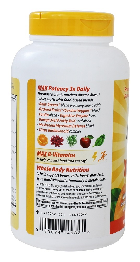 Vivo Max3 Diário Max Potência Múltiplas-Vitamina - 180 Tablets Nature's Way - Imagem 3