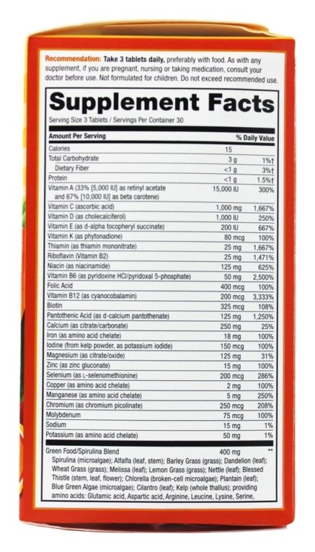 Alimentador de alimento inteiro vivo Multi-Vitamina - 90 Tablets Nature's Way - Image 2