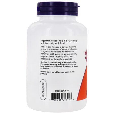 Suplemento Nutricional a Vinagre de Maçã 450 mg . - 180 Cápsula (s) vegetal (s) NOW Foods - Image 3