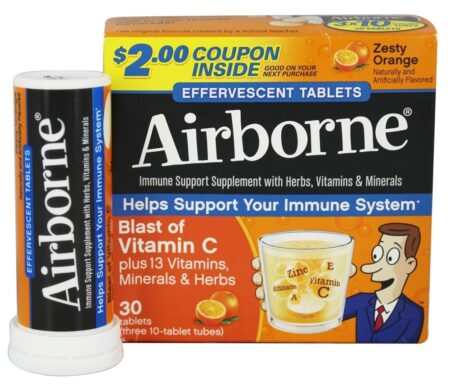 Vitamina C Sabor Laranja em Embalagem Tripla - 30 Tablets Airborne