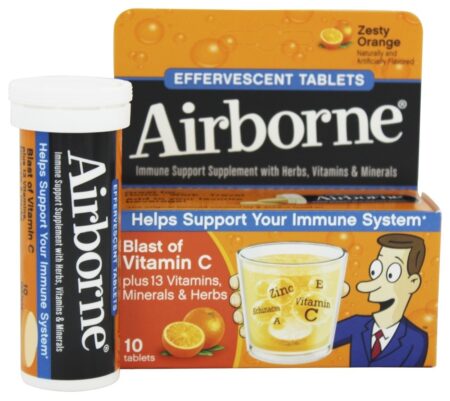 Fórmula de Saúde Efervescente Zesty Orange - 10 Tablets Airborne