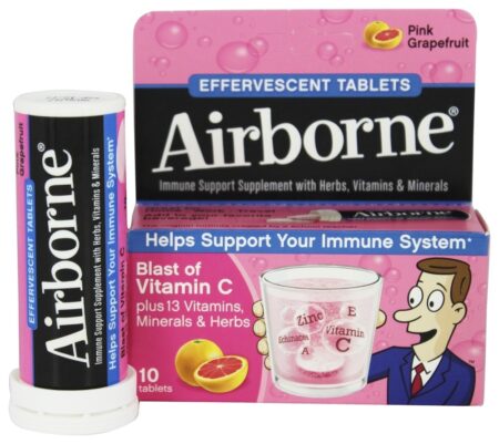 Toranja Efervescente de Fórmula de Saúde Rosa - 10 Tablets Airborne