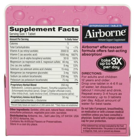 Toranja Efervescente de Fórmula de Saúde Rosa - 10 Tablets Airborne - Image 2