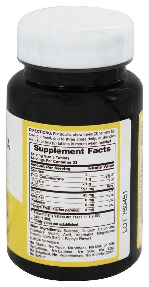 Enzima papaia original mastigável - 100 Tablets American Health - Imagem 2