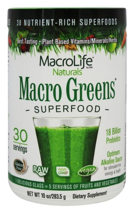 Macro Greens Suplemento de Superalimentos - 10 oz. MacroLife Naturals