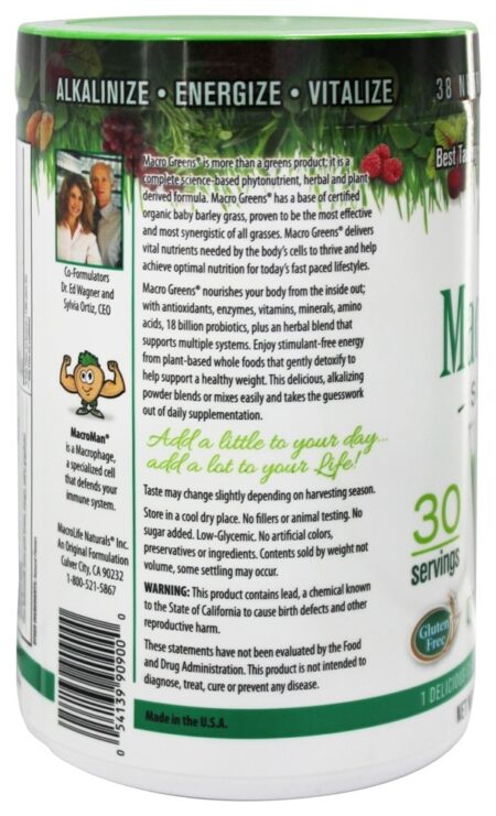 Macro Greens Suplemento de Superalimentos - 10 oz. MacroLife Naturals - Image 4