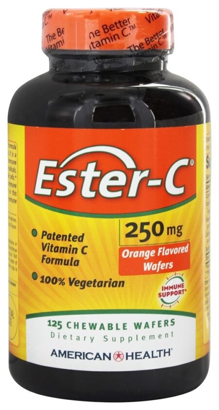 Ester C Wafers Mastigáveis Sabor Laranja 250 mg. - 125 Bolachas American Health