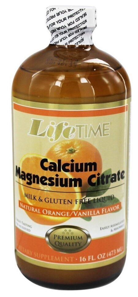 Líquido Cálcio Magnésio Citrato Natural Laranja Baunilha Sabor - 16 fl. oz. LifeTime Vitamins