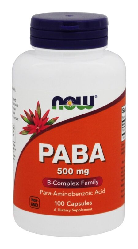 PABA (ácido para-aminobenzóico) 500 mg. - Cápsulas 100 NOW Foods