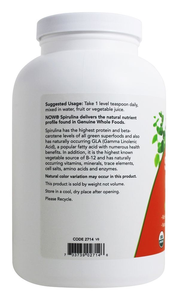 Spirulina Orgânica Em Pó - 1 lb. NOW Foods - Imagem 3