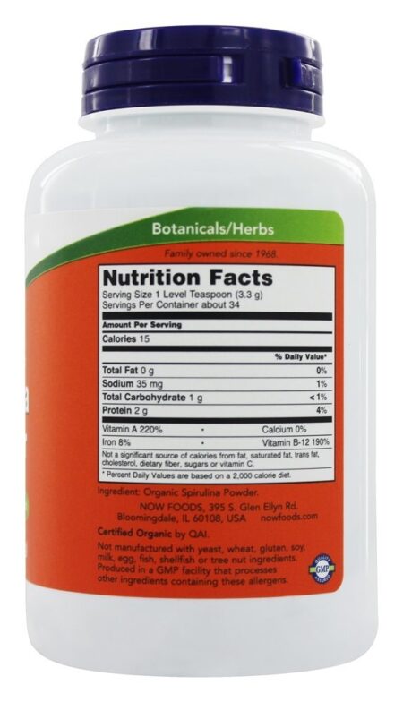 Spirulina Orgânica Em Pó - 4 oz. NOW Foods - Image 2