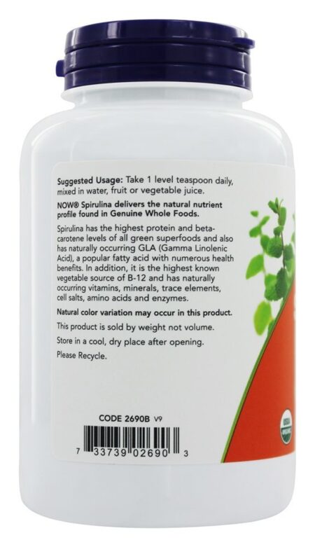 Spirulina Orgânica Em Pó - 4 oz. NOW Foods - Image 3