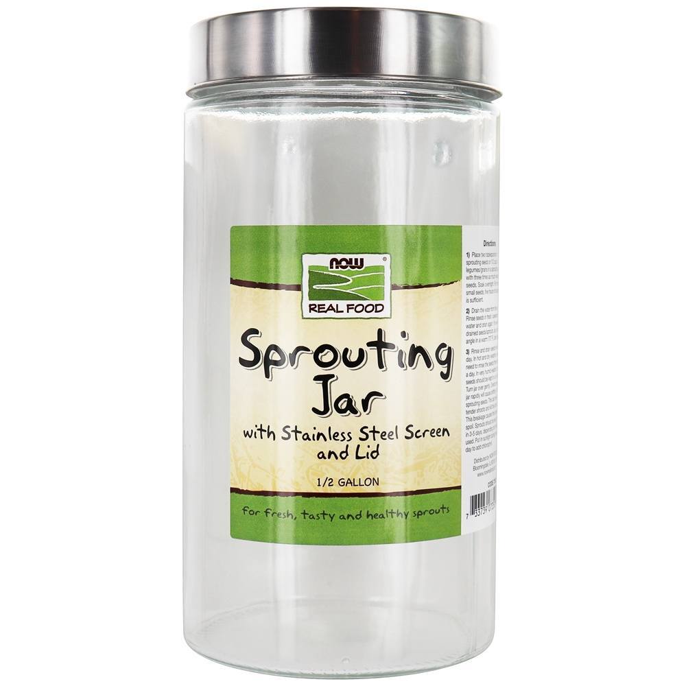 Jarra emergente com tela e tampa de aço inoxidável - 64 oz. NOW Foods