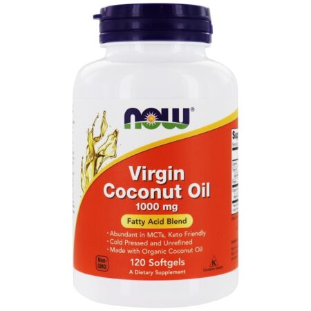 Óleo de coco virgem 1000 mg. - 120 Softgels NOW Foods