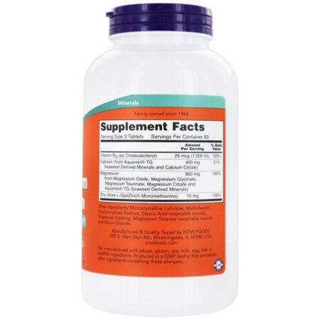 Suporte para os ossos e nervos de magnésio e cálcio - 250 Tablets NOW Foods - Image 2