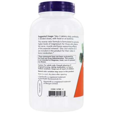 Suporte para os ossos e nervos de magnésio e cálcio - 250 Tablets NOW Foods - Image 3