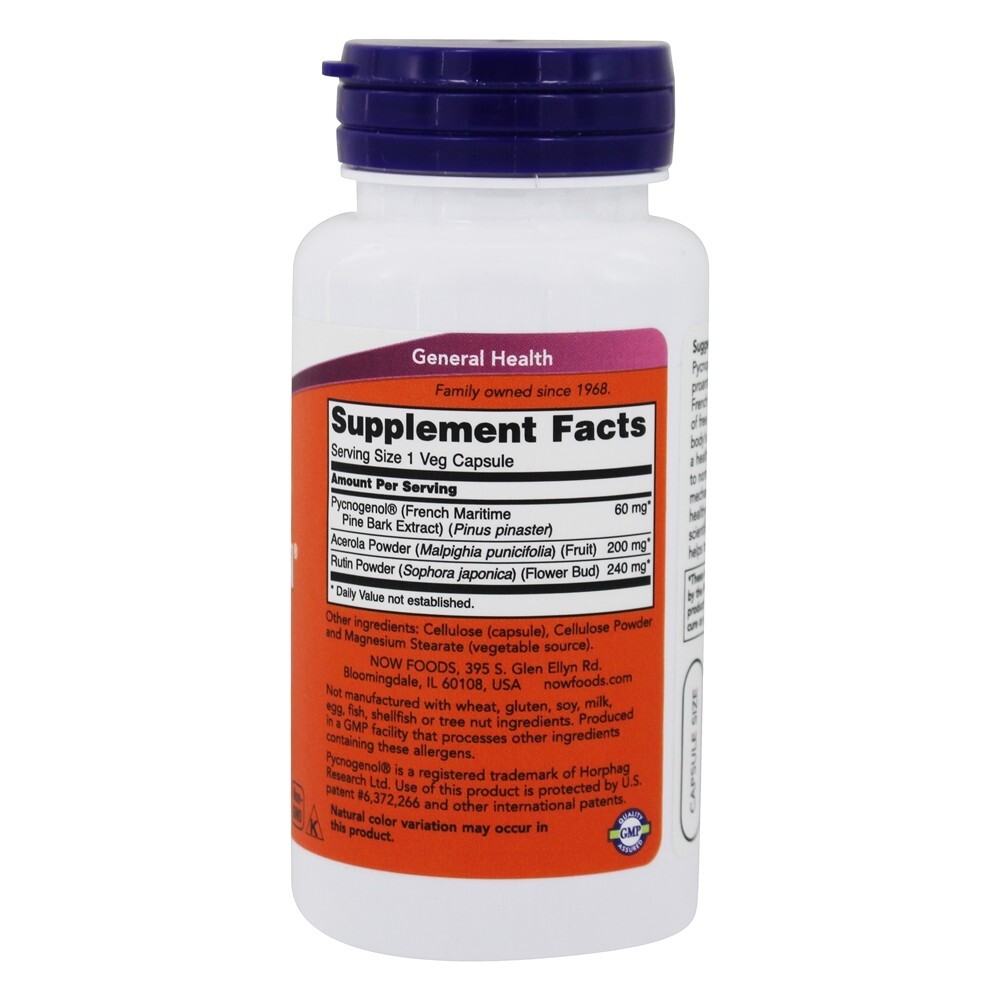 Pycnogenol Com Acerola & Rutina 60 mg. - 50 Cápsula (s) vegetal (s) NOW Foods - Imagem 2