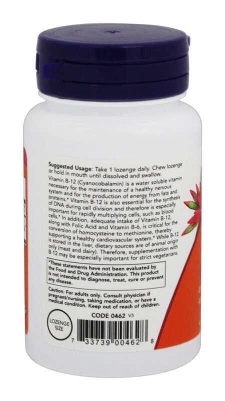 Vitamina B12 5000 mcg. - 60 Pastilhas NOW Foods - Image 3