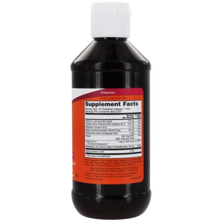 Vitamina B12 Complexo B Líquido - 8 fl. oz. NOW Foods - Image 2