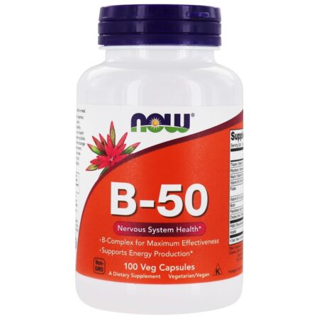 Saúde do sistema nervoso da vitamina B50 - 100 Cápsula (s) vegetal (s) NOW Foods