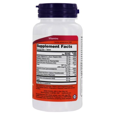 Saúde do sistema nervoso de vitamina B-50 - 100 Tablets NOW Foods - Image 2