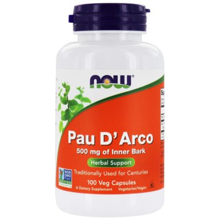 Suporte de ervas da casca interna de Pau D'Arco 500 mg . - Cápsulas 100 NOW Foods