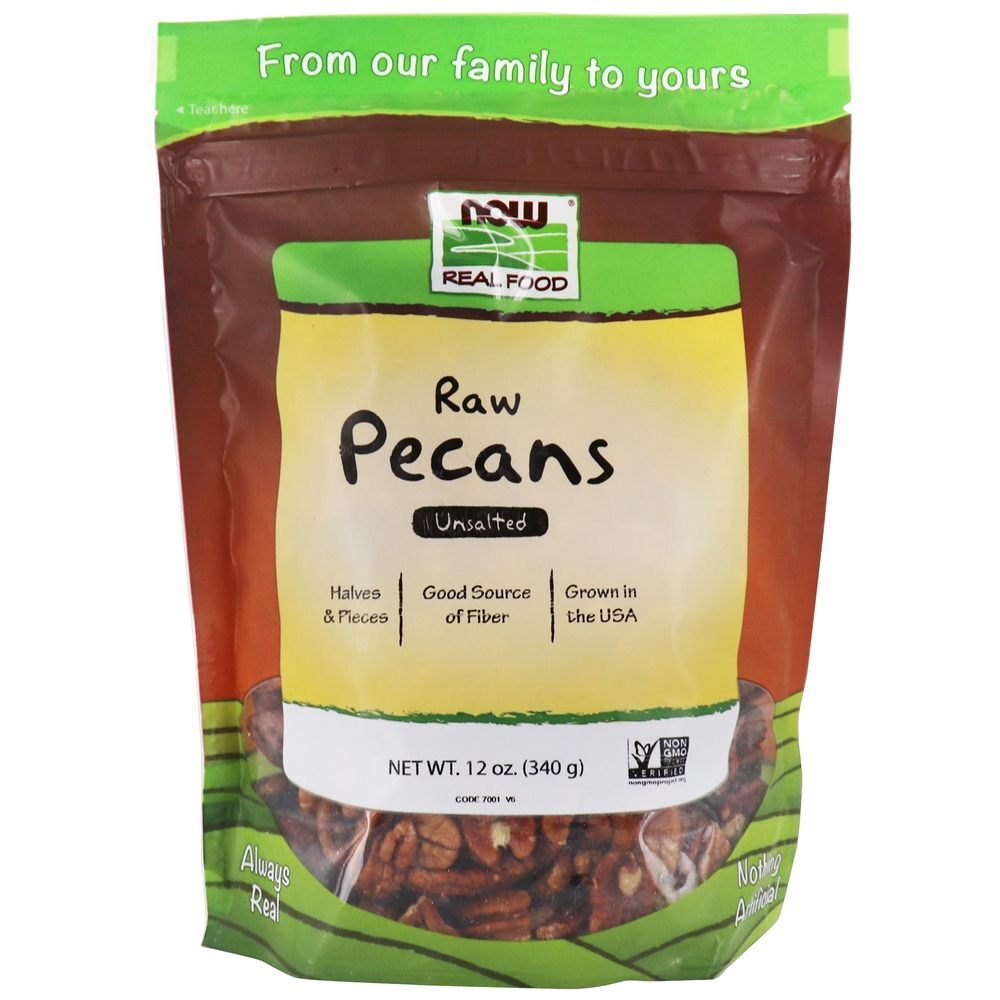 Alimentos reais Pecans, crus e sem sal - 12 oz. NOW Foods