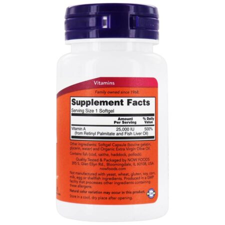 Vitamina A 25000 UI - 100 Softgels NOW Foods - Image 2