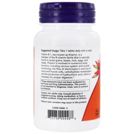 Vitamina B1 Tiamina 100 mg . - 100 Tablets NOW Foods - Image 3