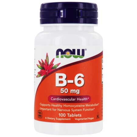 Saúde Cardiovascular da Vitamina B6 50 mg . - 100 Tablets NOW Foods