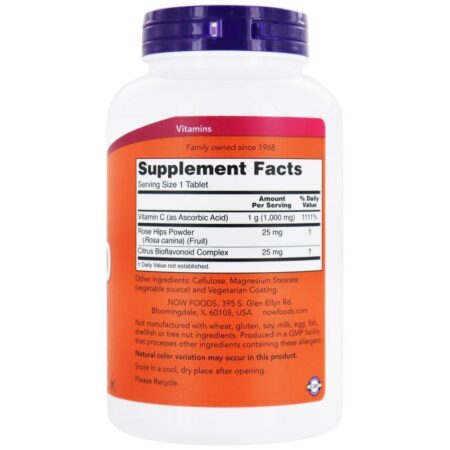Vitamina C1000 com Rosa Mosqueta - 250 Tablets NOW Foods - Imagem 2