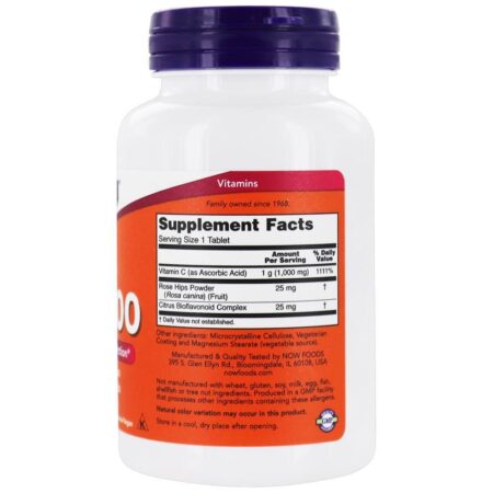 Proteção antioxidante da vitamina C-1000 - 100 Tablets NOW Foods - Imagem 2