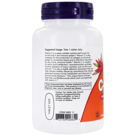 Proteção antioxidante da vitamina C-1000 - 100 Tablets NOW Foods - Imagem 3